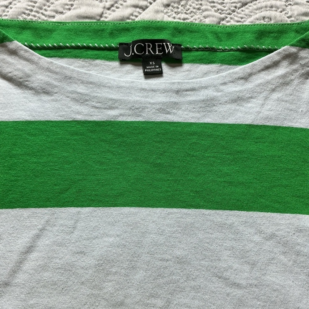Y2k Vintage J .Crew Green and White Striped Short Sleeve Tee - Picture 5 of 5